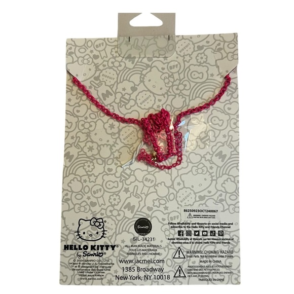 Hello Kitty Sparkling Rhinestones Pink Necklace New With Tags - Picture 3 of 3